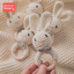 Crochet Wooden Baby Teether Rattle Toy, BPA-Free Infant Teething Toy for Newborns, Safe and Engaging Multi-Functional Design