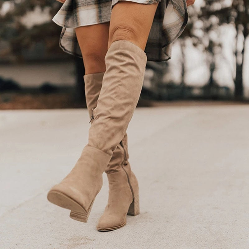 Supportive Women’s Knee Boots - Suede Slouchy, Regular