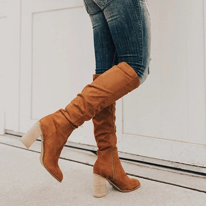 Supportive Women’s Knee Boots - Suede Slouchy, Regular