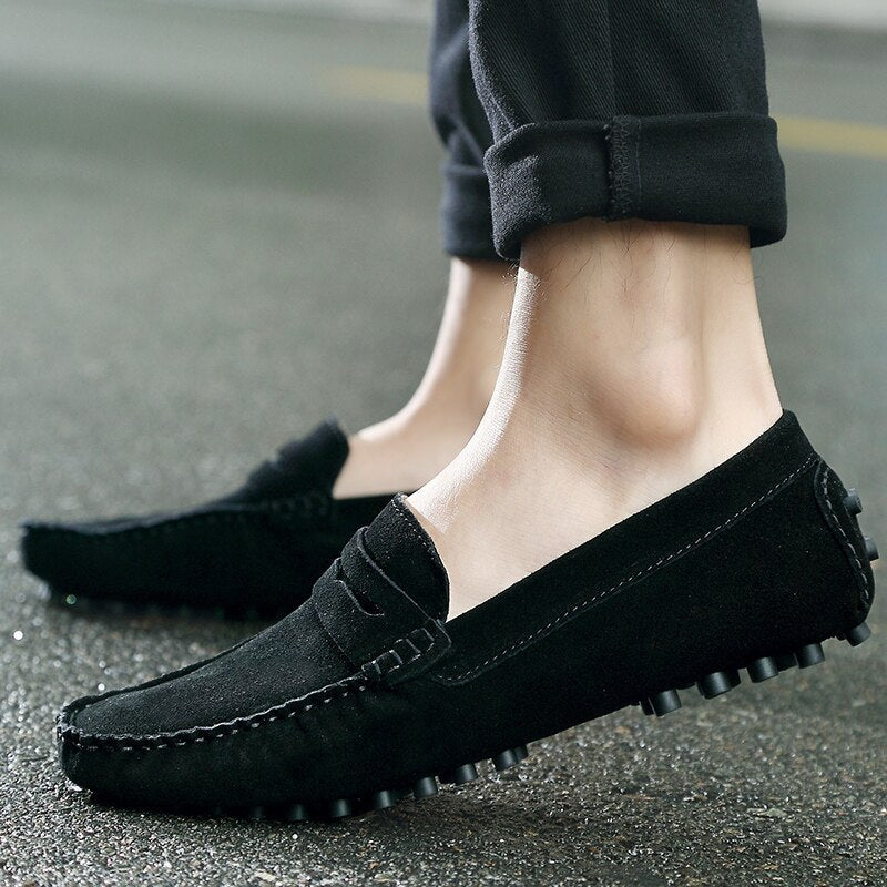 Men's Suede Loafers - Comfortable Casual Penny Loafers for Versatile Outfits in Black and More-3