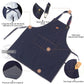 Denim Apron Flexible Neck Bib Apron Sturdy Barista Kitchen Apron Fall 2025 Hygienic Workwear With Pockets