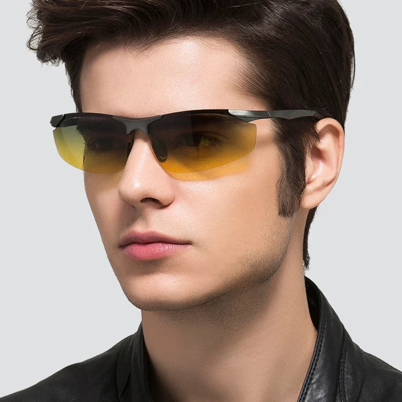 Sunglasses Photochromic Polarized UV400 Rimless Driving Glasses, Day Night Vision, Light Frame VT2173