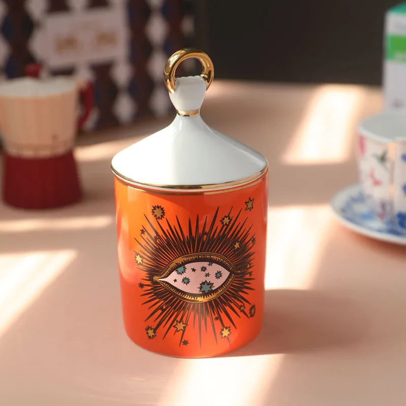 Candle Holder Starry Sky Big Eye Ceramic Jar Household Decor Fall 2025 Aromatherapy Scented Gift