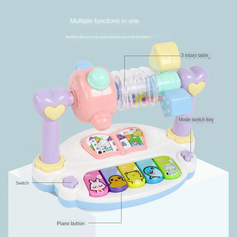 Musical Piano Toy for Babies - Rotating Light & Sound Keyboard with Animal Sounds, Educational Fun for Kids Aged 1-3, Great Christmas Gift