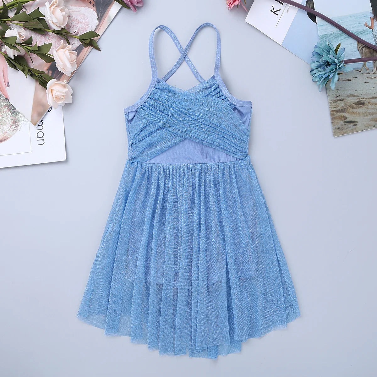 Light Girls' Dance Dress - Flowy, Glittery Mesh, Ballet & Gymnastics Costume