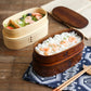 Japanese Wooden Style Bento Box Double-Layer Lunch Container for Workers & Students