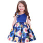 Plush girls' dress - one-shoulder knee-length floral, polyester, for party or wedding