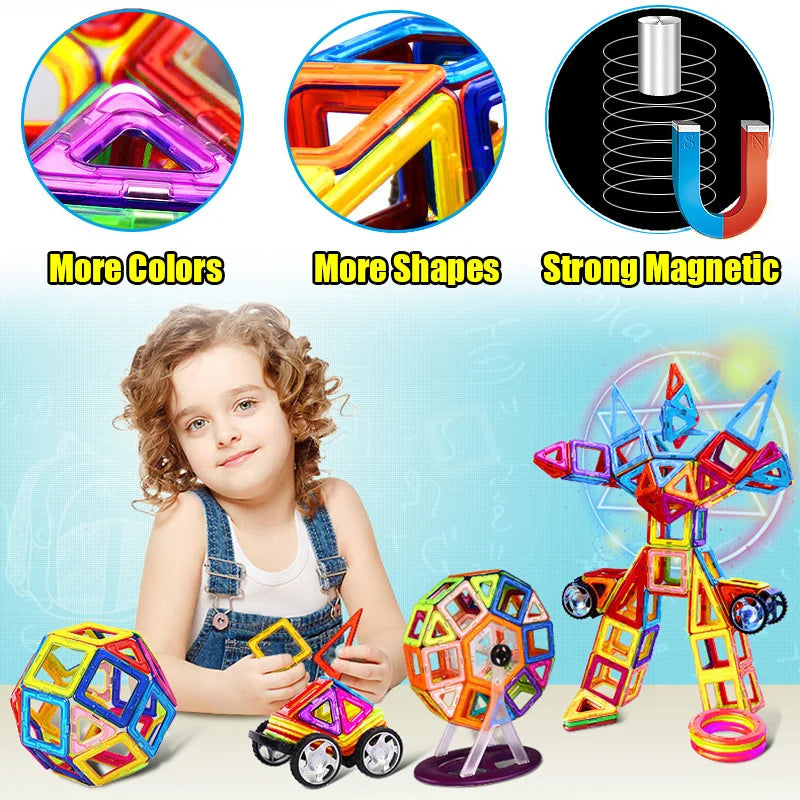 Educational Magnetic Building Blocks Kit - 40-Piece Colorful Constructor Toys for Kids, Triangle & Square Shapes, Fun Learning Activity