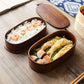 Japanese Wooden Style Bento Box Double-Layer Lunch Container for Workers & Students
