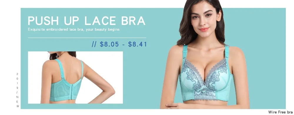 women's Flattering lace push-up bra - underwire 3/4 cup, nylon blend, everyday lingerie