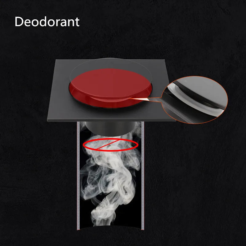 Floor2026 Edition Drain Brass Deodorizing Square Shower Drain Grate Cover 10x10 cm for Contemporary Bathroom Upgrade