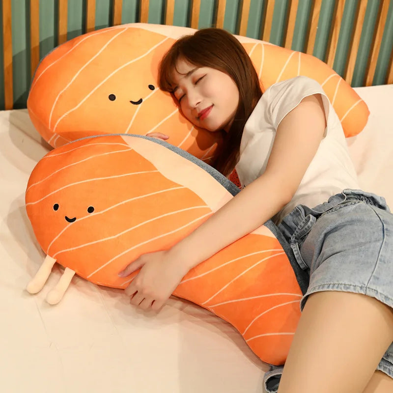 Plush Salmon Pillow Realistic Food Cushion Cozy Gift