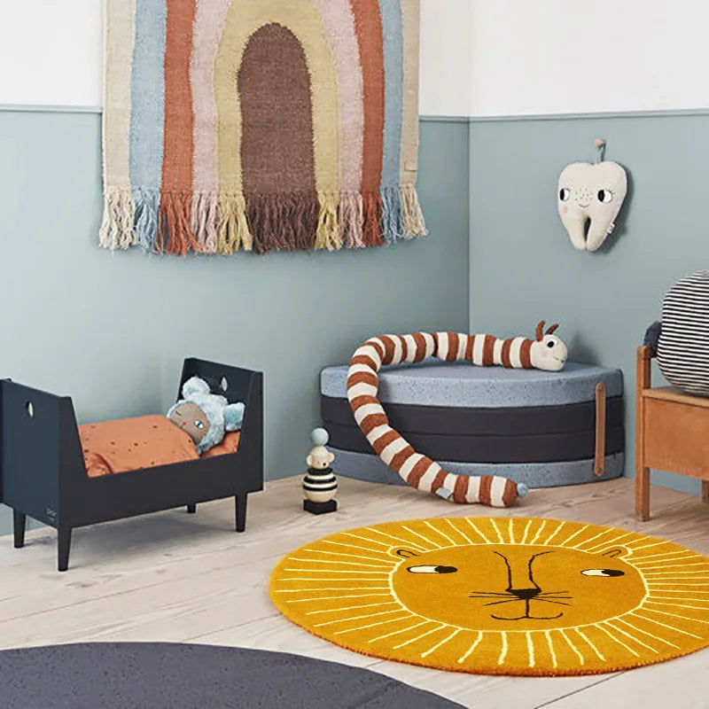 Kids Play Mat Thickened Round Cartoon Owl Panda Scandinavian Rug Back To School 2025 Cushioned Crawling Mat