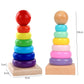 Rainbow Wooden Blocks Montessori Stacking Toys Wood Building Blocks Back to School 2025 Educational STEM Gift