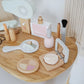Kids2025 Edition Makeup Kit Wooden Pretend Play Cosmetic Toy With Carry Bag Eco Friendly Hairdressing Kit Holiday Gift