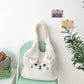 Tote Bag Plush Cartoon Embroidery Shoulder Bag Winter 2025 Cozy Faux Lamb Hair Shopper Gift