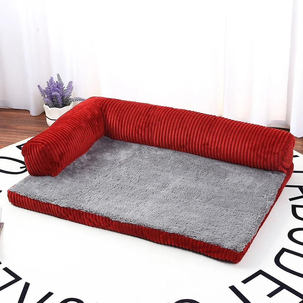 Dog Bed Coral Fleece L Shaped Sofa Bed Fall 2025 Water-Resistant Bolster Cushion Machine Washable Cozy Support