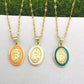 women's Timeless Virgin Mary pendant necklace - 18K gold-plated stainless steel link chain, for everyday wear