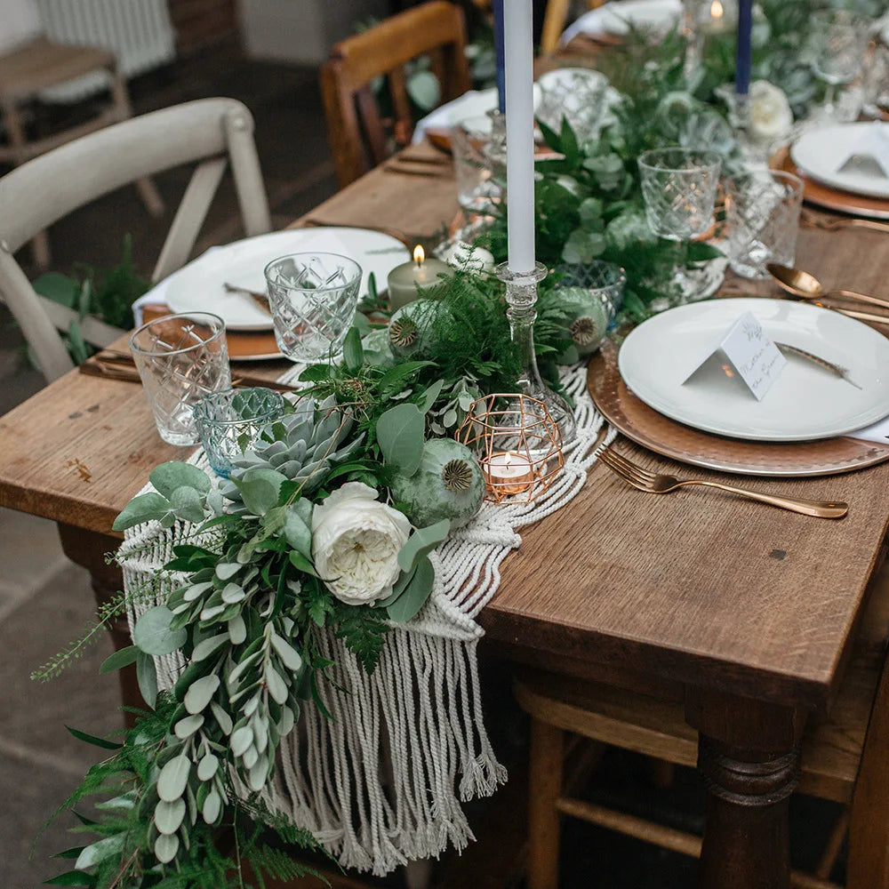 Runner Table Cotton Macrame Bohemian Style Holiday Table Decor Christmas 2025 Handmade Cozy Rustic