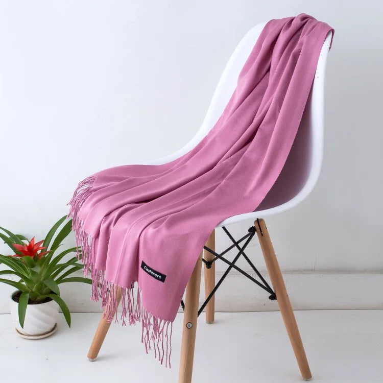 Cozy Warm Women Scarf - Long Fringe, Cashmere, Winter