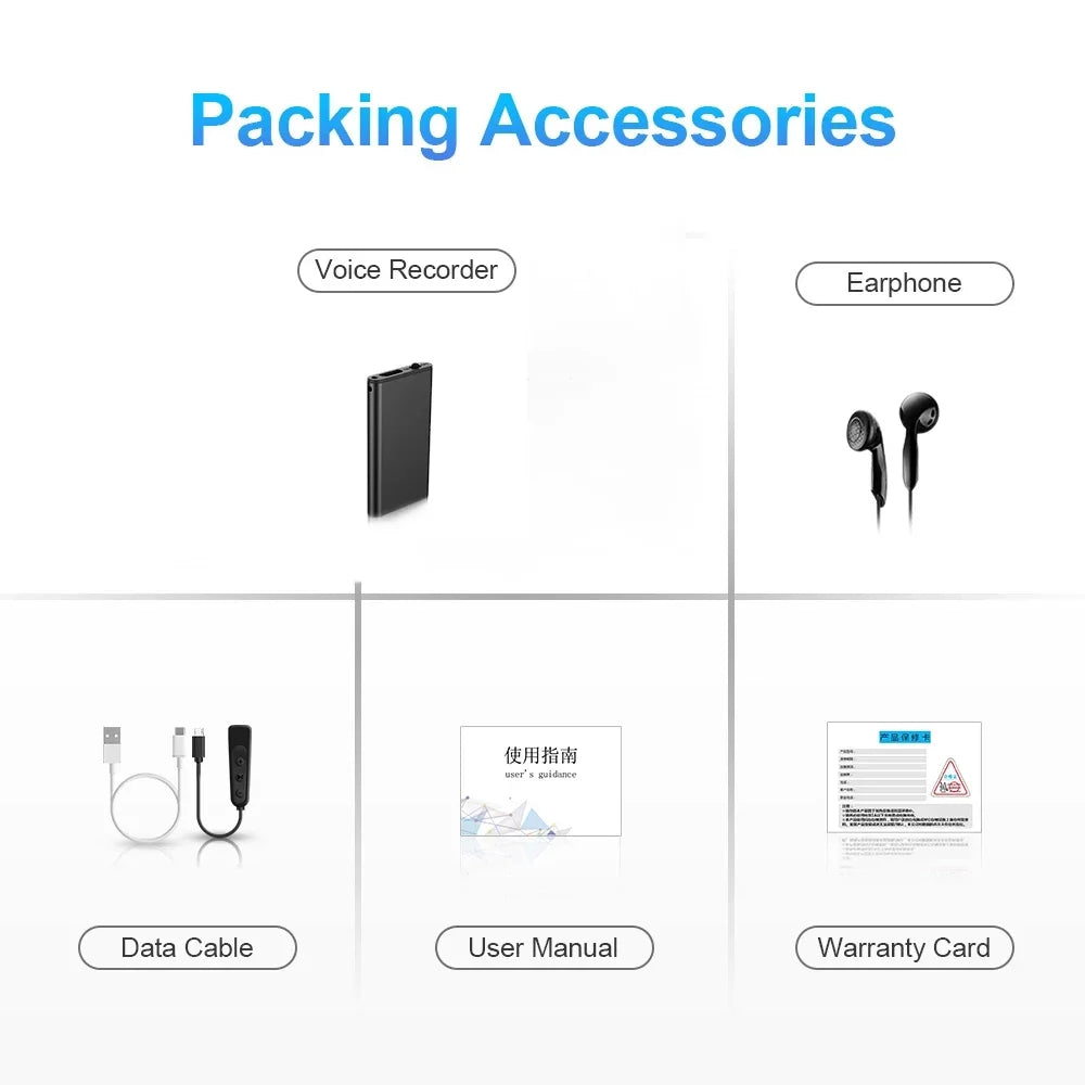 Voice Recorder Ultra Thin Mini Digital Dictaphone Travel-Friendly