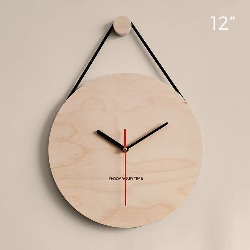 Wooden Wall Clock 12 Inch Hanging Rope Minimalist Round Clock Fall 2025 Rustic Household Decor Cozy Living Room Accent