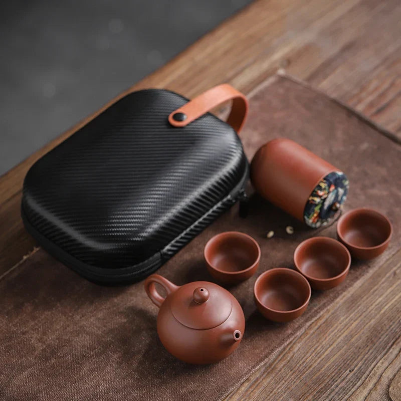 Tea Kit Purple Sand Travel-Friendly Gaiwan Travel Tea Ceremony Kit Fall 2025 Yixing Clay Outdoor Gift