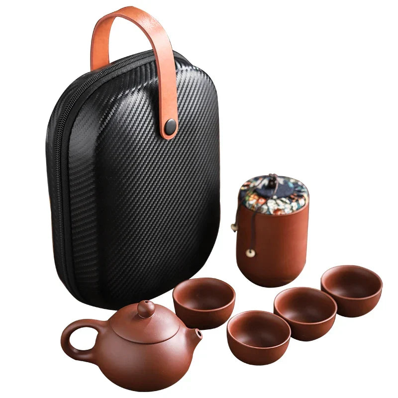 Tea Kit Purple Sand Travel-Friendly Gaiwan Travel Tea Ceremony Kit Fall 2025 Yixing Clay Outdoor Gift