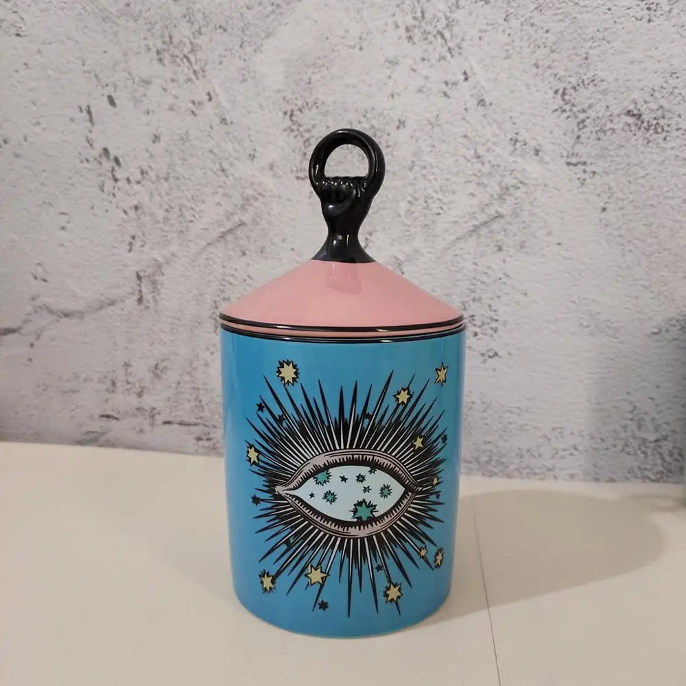 Candle Holder Starry Sky Big Eye Ceramic Jar Household Decor Fall 2025 Aromatherapy Scented Gift