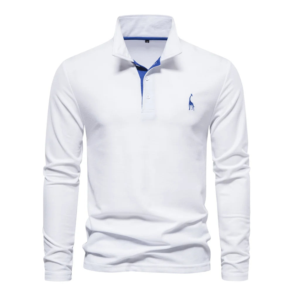 Plush Timeless Mens Long Sleeve Polo - Collared Cotton Casual