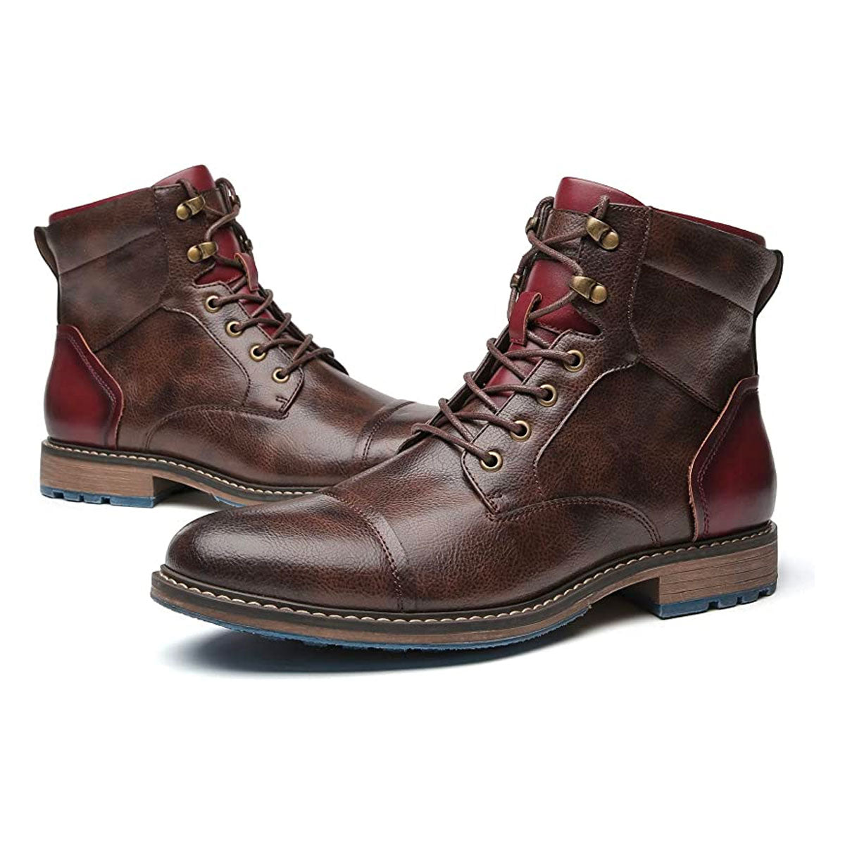 Men's Oxford Boots, Breathable Synthetic Leather, Anti-Slip Rubber Sole, Lace-Up with Inner Zipper, Comfortable PU Leather, Casual & Formal Use-1