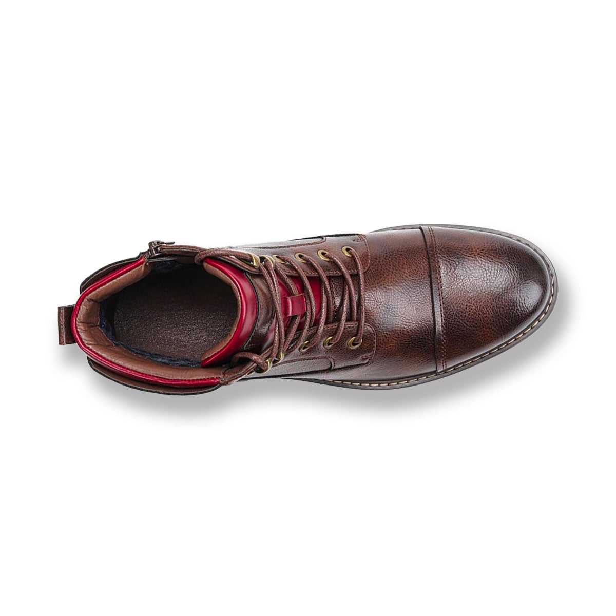 Men's Oxford Boots, Breathable Synthetic Leather, Anti-Slip Rubber Sole, Lace-Up with Inner Zipper, Comfortable PU Leather, Casual & Formal Use-6