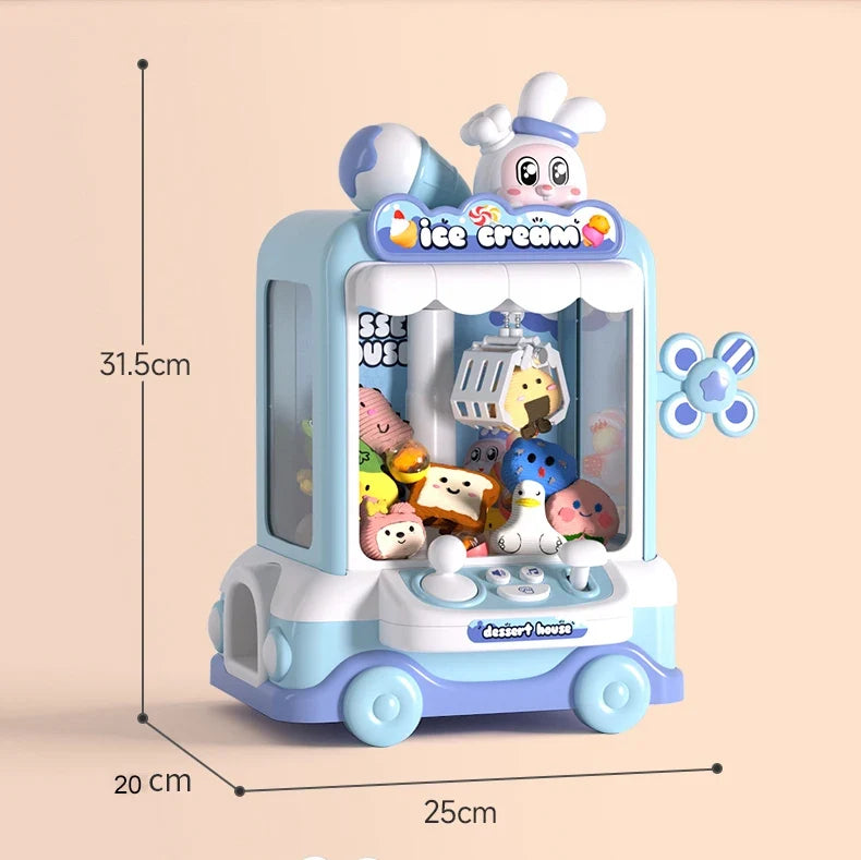 Cartoon Mini Claw Crane Machine Toy for Kids - Plush Rabbit Doll Grabber with Music & Lights