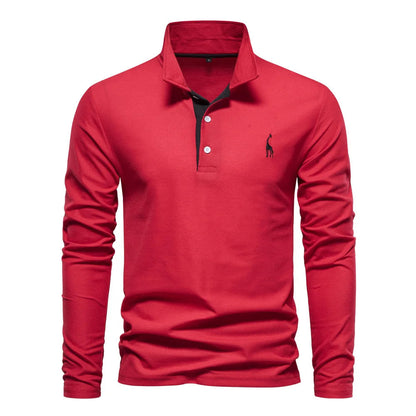Plush Timeless Mens Long Sleeve Polo - Collared Cotton Casual