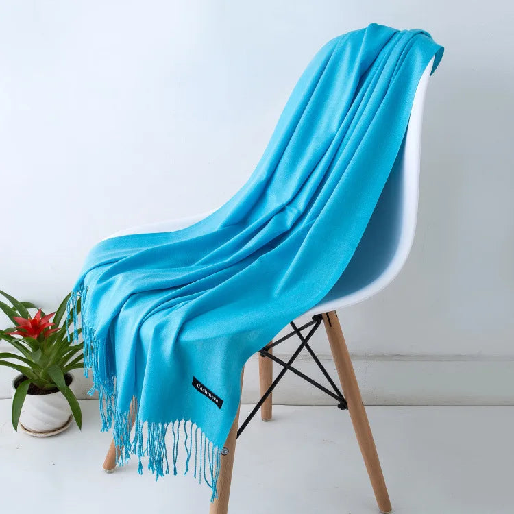 Cozy Warm Women Scarf - Long Fringe, Cashmere, Winter