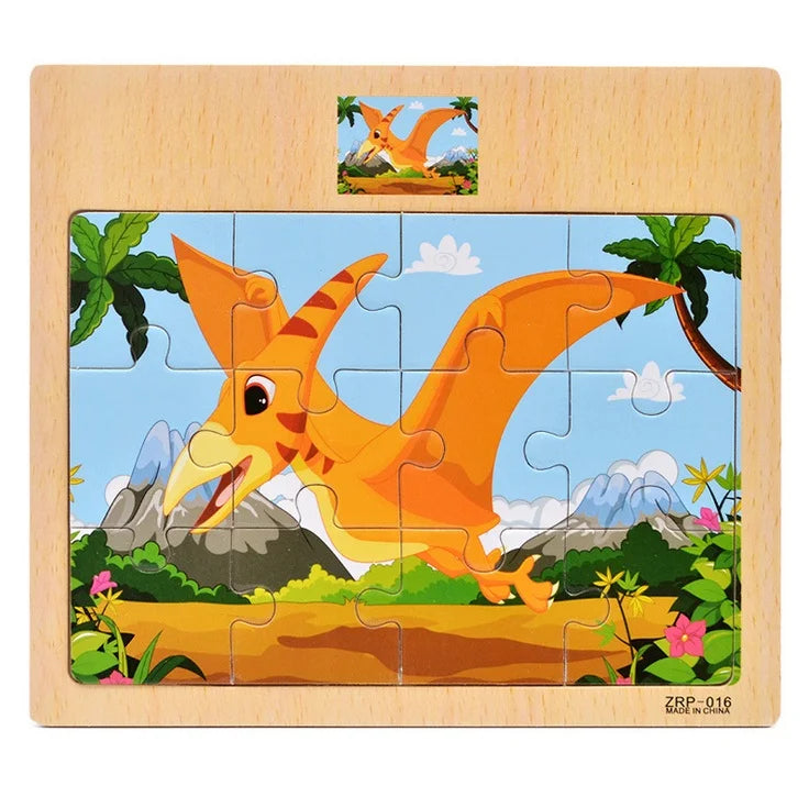 Vehicle Wooden Animal Puzzles for Kids Educational Gift