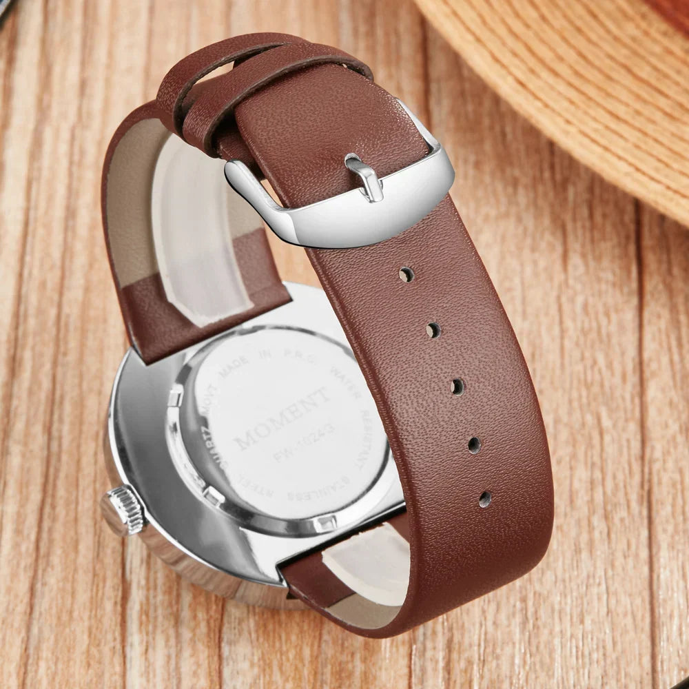 Quartz Watch Minimalist Leather Strap Couple Watch Kit Fall 2025 Water-Resistant Japanese Movement Gift