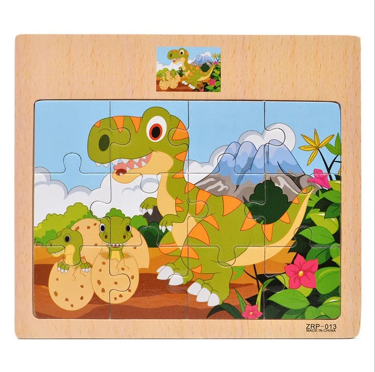 Vehicle Wooden Animal Puzzles for Kids Educational Gift