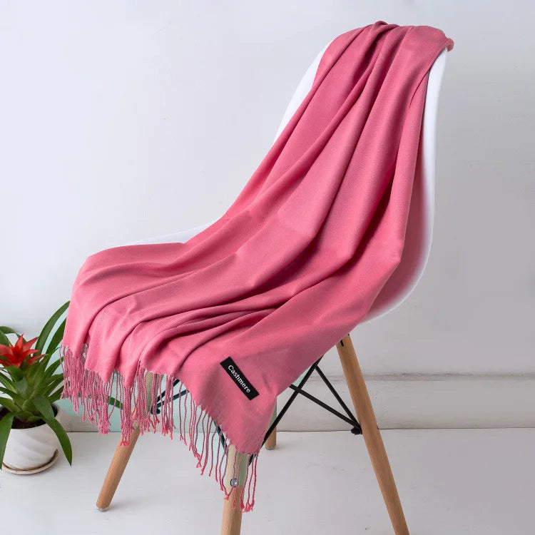 Cozy Warm Women Scarf - Long Fringe, Cashmere, Winter