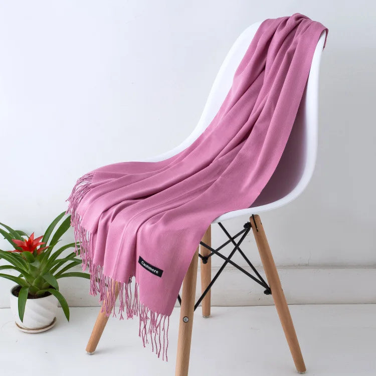 Cozy Warm Women Scarf - Long Fringe, Cashmere, Winter