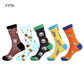 Crew Men's Socks Combed Cotton 5-Pack Harajuku Pattern Casual Socks Fall 2025 Breathable Antibacterial Comfort Gift