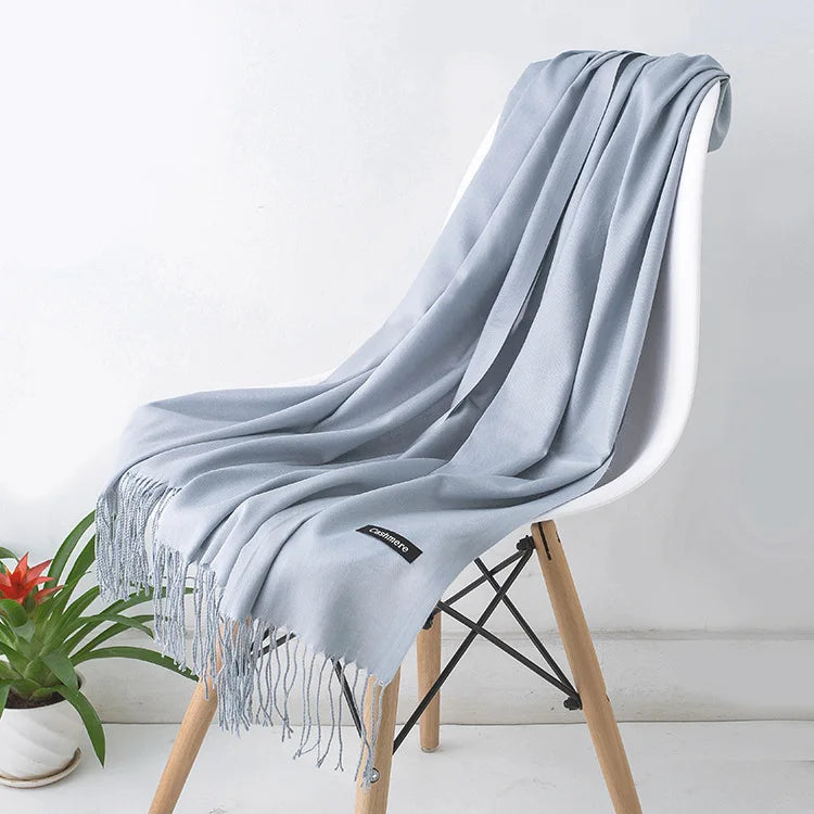Cozy Warm Women Scarf - Long Fringe, Cashmere, Winter