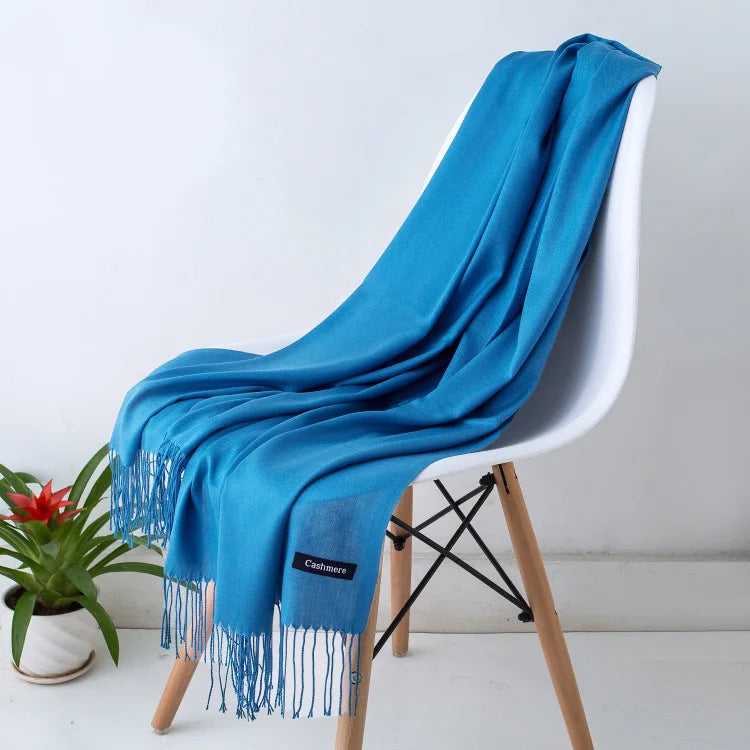 Cozy Warm Women Scarf - Long Fringe, Cashmere, Winter