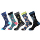 Crew Men's Socks Combed Cotton 5-Pack Harajuku Pattern Casual Socks Fall 2025 Breathable Antibacterial Comfort Gift