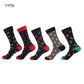 Crew Men's Socks Combed Cotton 5-Pack Harajuku Pattern Casual Socks Fall 2025 Breathable Antibacterial Comfort Gift