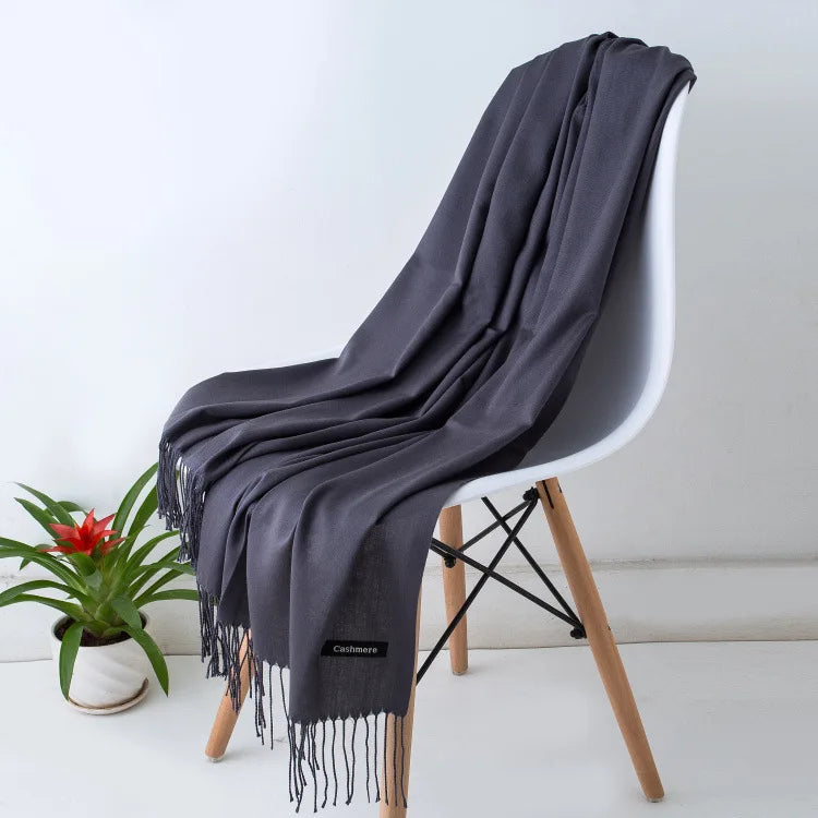 Cozy Warm Women Scarf - Long Fringe, Cashmere, Winter