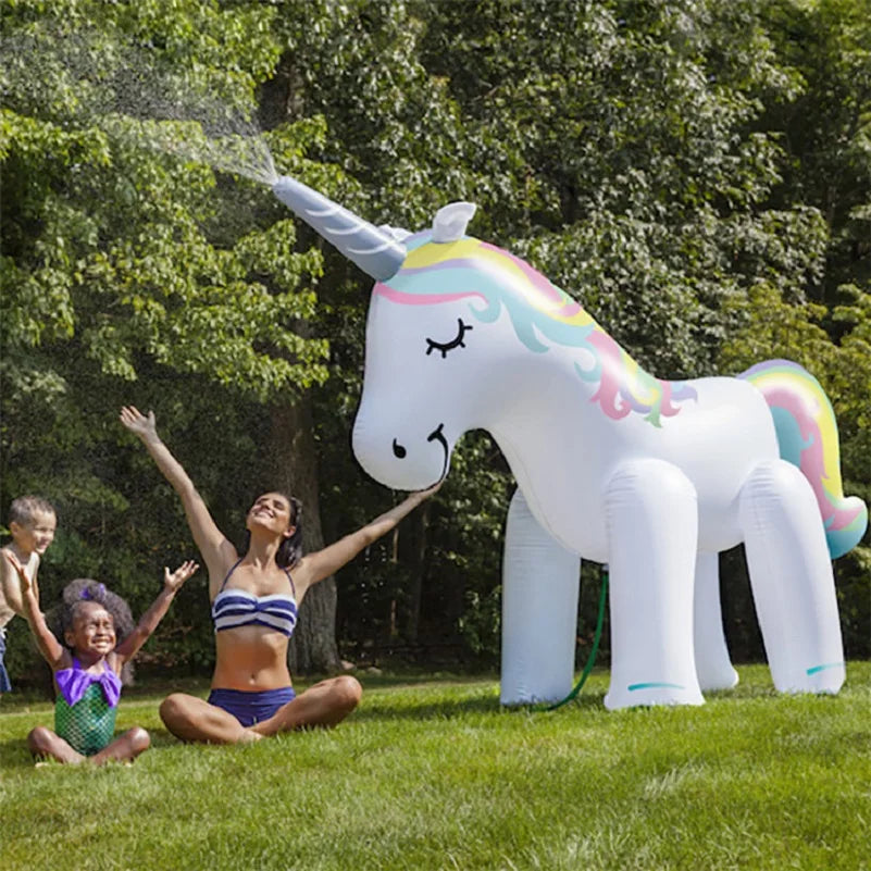 Unicorn Inflatable PVC Giant Water Spray Pool Float Kids Summer 2025 Backyard Party Splash Toy