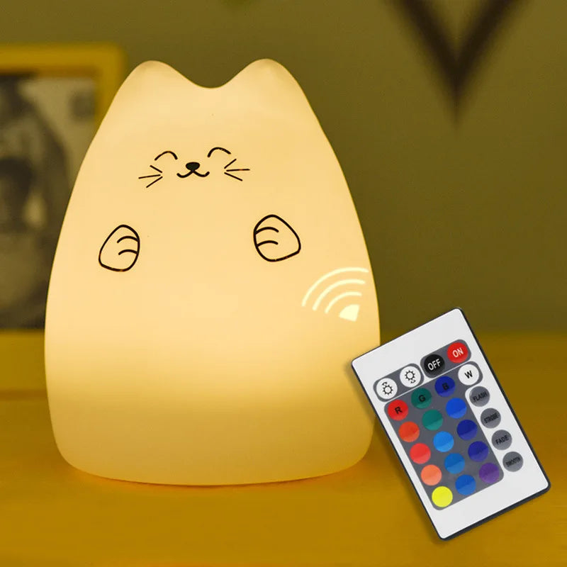 LED Night Light Cat Touch Sensor 16 Colors Dimmable USB Battery-Powered Silicone Lamp Kids Gift Back to School 2025 Glow