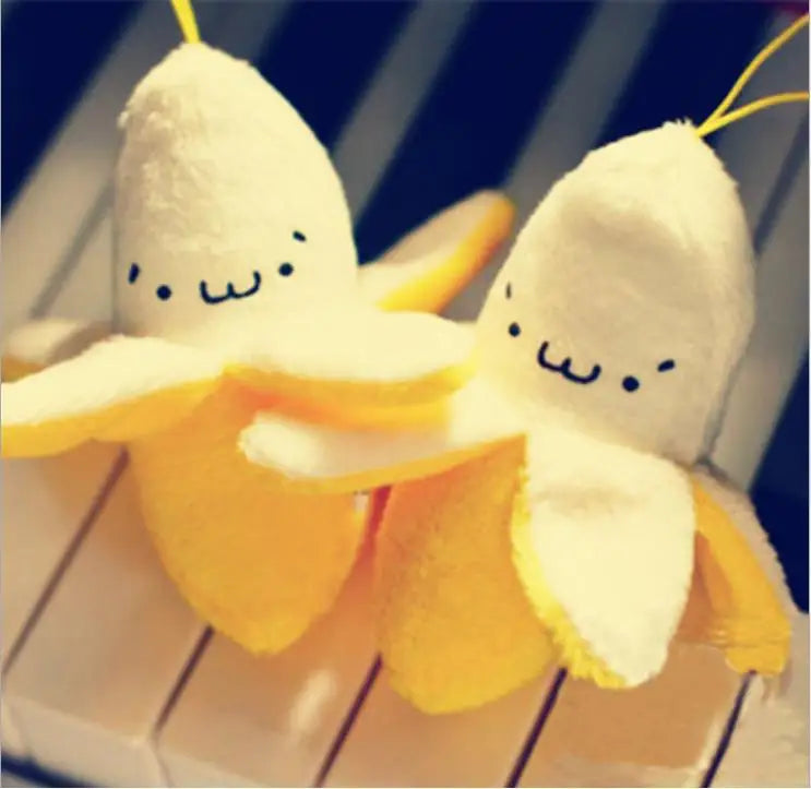 7cm Cute Banana Plush Toy Keychain Pendant, Plush Stuffed Animal with Random Facial Expression, Adorable Plushies Accessory
