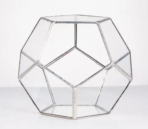 Glass Terrarium Gold Patterned Planter Contemporary Desktop Plant Display Fall 2025, Succulent Bonsai Gift